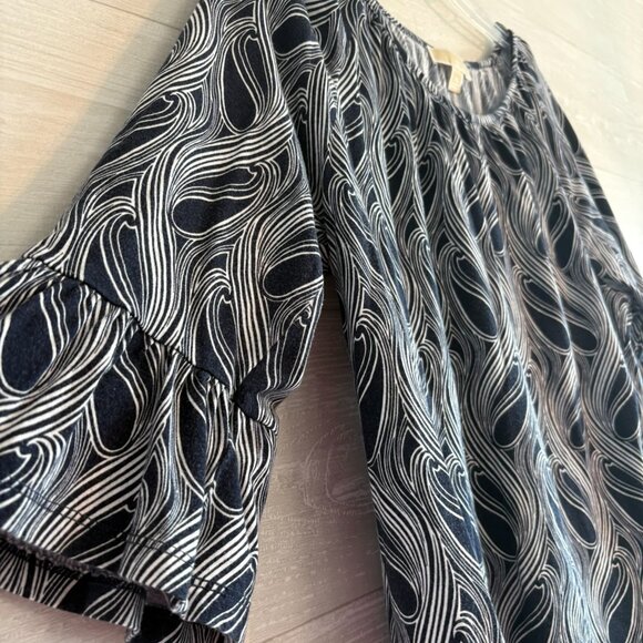 Michael Michael Kors Women's Long Sleeve Blouse Blue Pattern Size XL - Picture 2 of 5